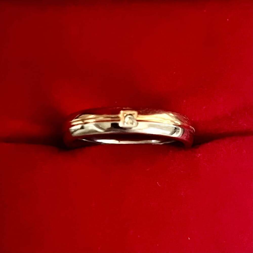 Tungsten Two Tone Gold & Silver 18K Plating 4mm Band Ring Size 9